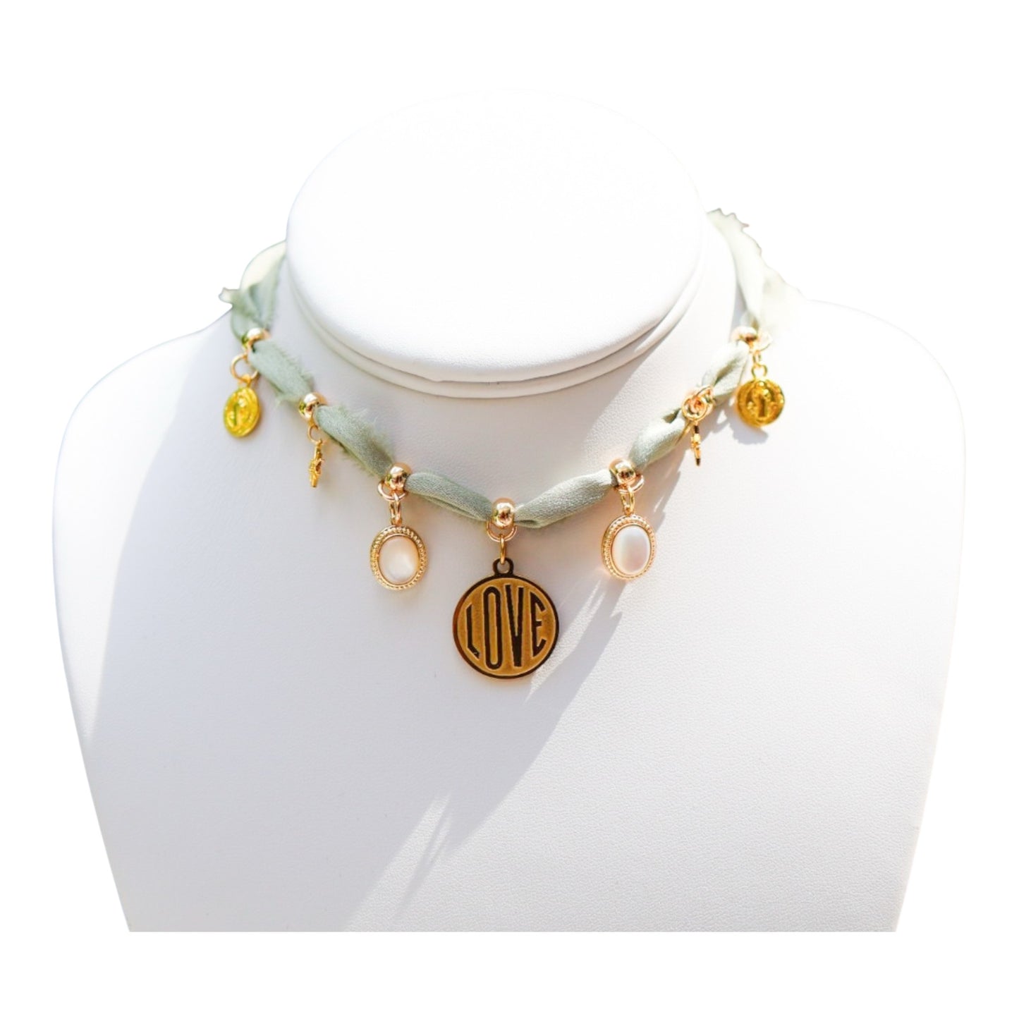 Sage Silk Love Necklace