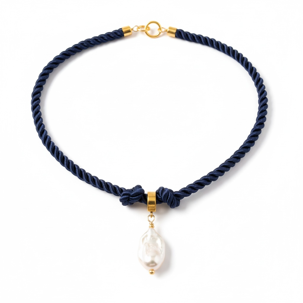 Indigo Twisted Pearl Necklace