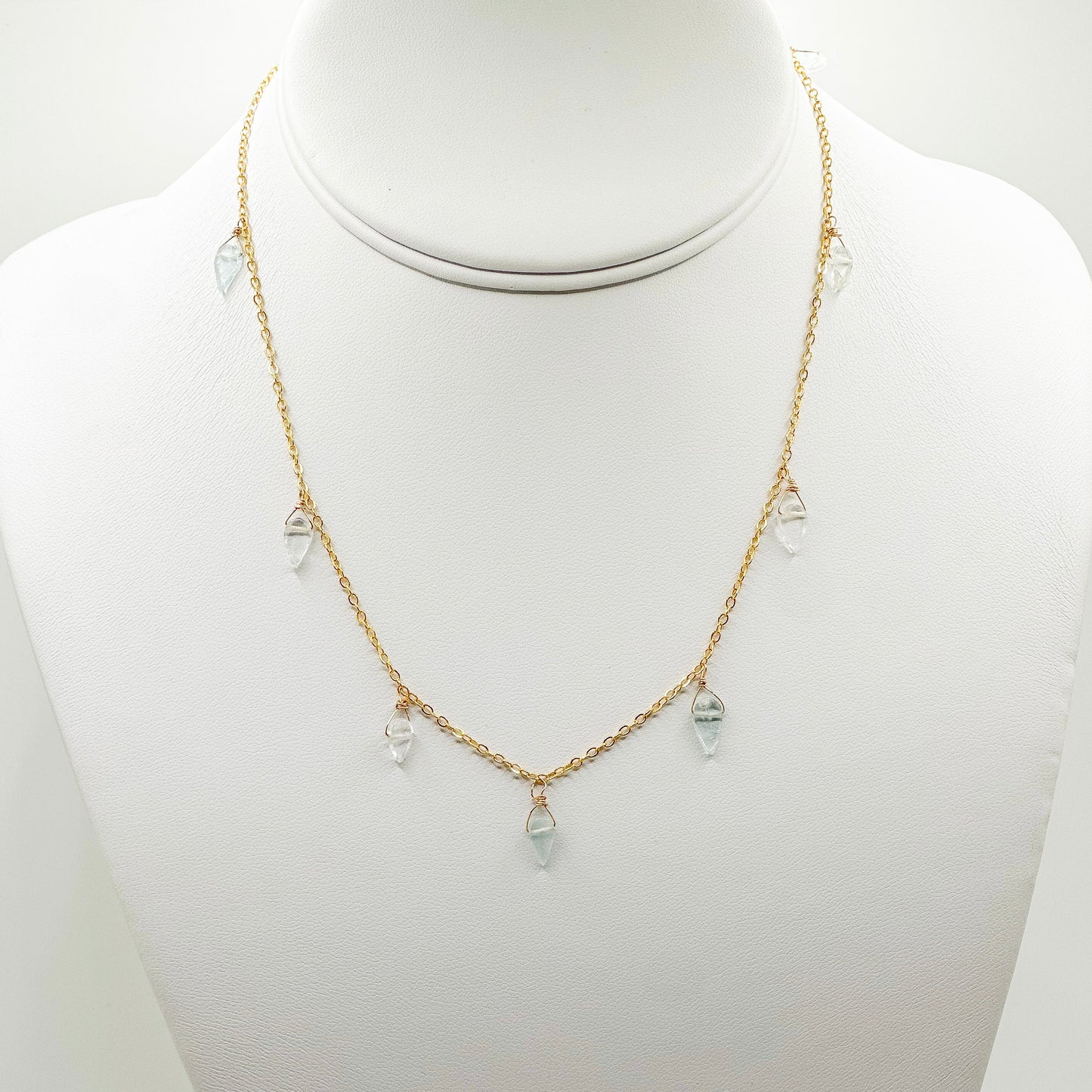 Aquamarine Leaf Drop Necklace