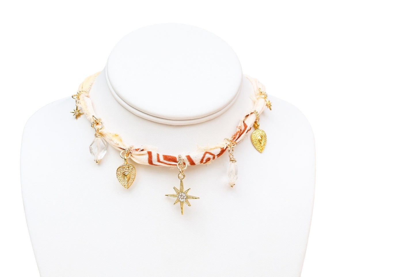 Creamy Elegance Bandana Charm Necklace