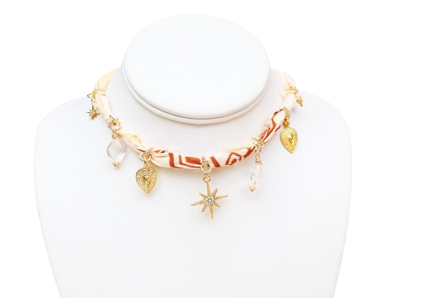 Creamy Elegance Bandana Charm Necklace