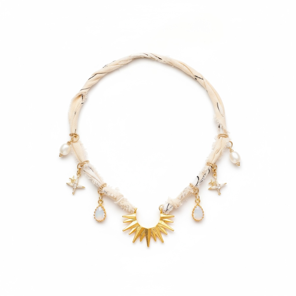Here Comes The Sun Cream Bandana Necklace