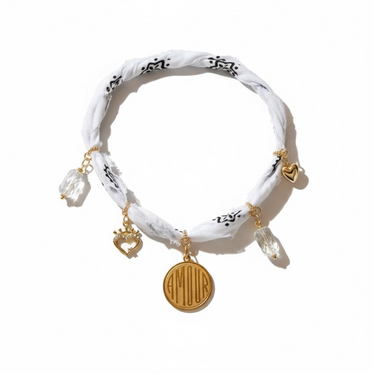 Amour’ White Bandana Necklace