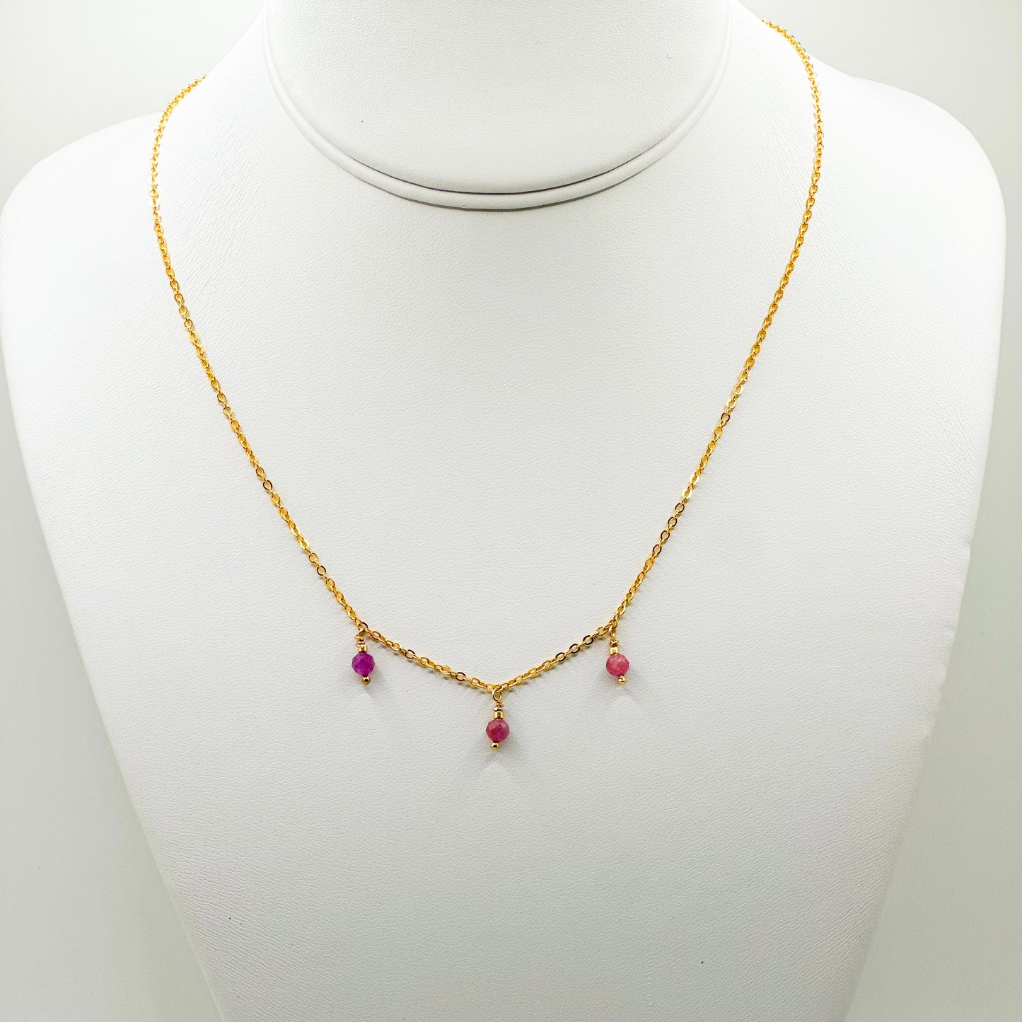 Pink Sapphire 3-Drop Necklace