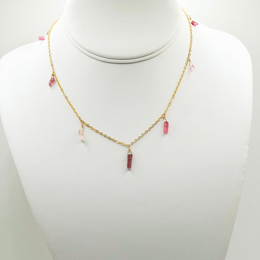 Pink Tourmaline Drip Necklace