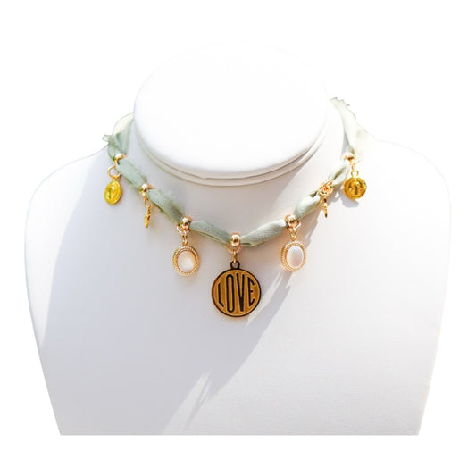 Sage Silk Love Necklace