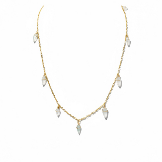 Aquamarine Leaf Drop Necklace