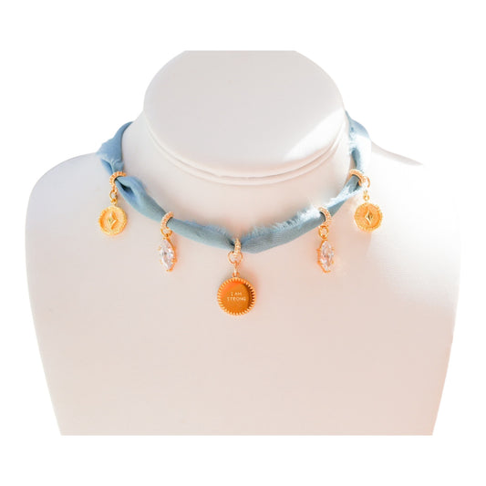 I Am Strong Blue Silk Necklace