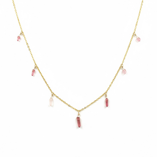 Pink Tourmaline Drip Necklace