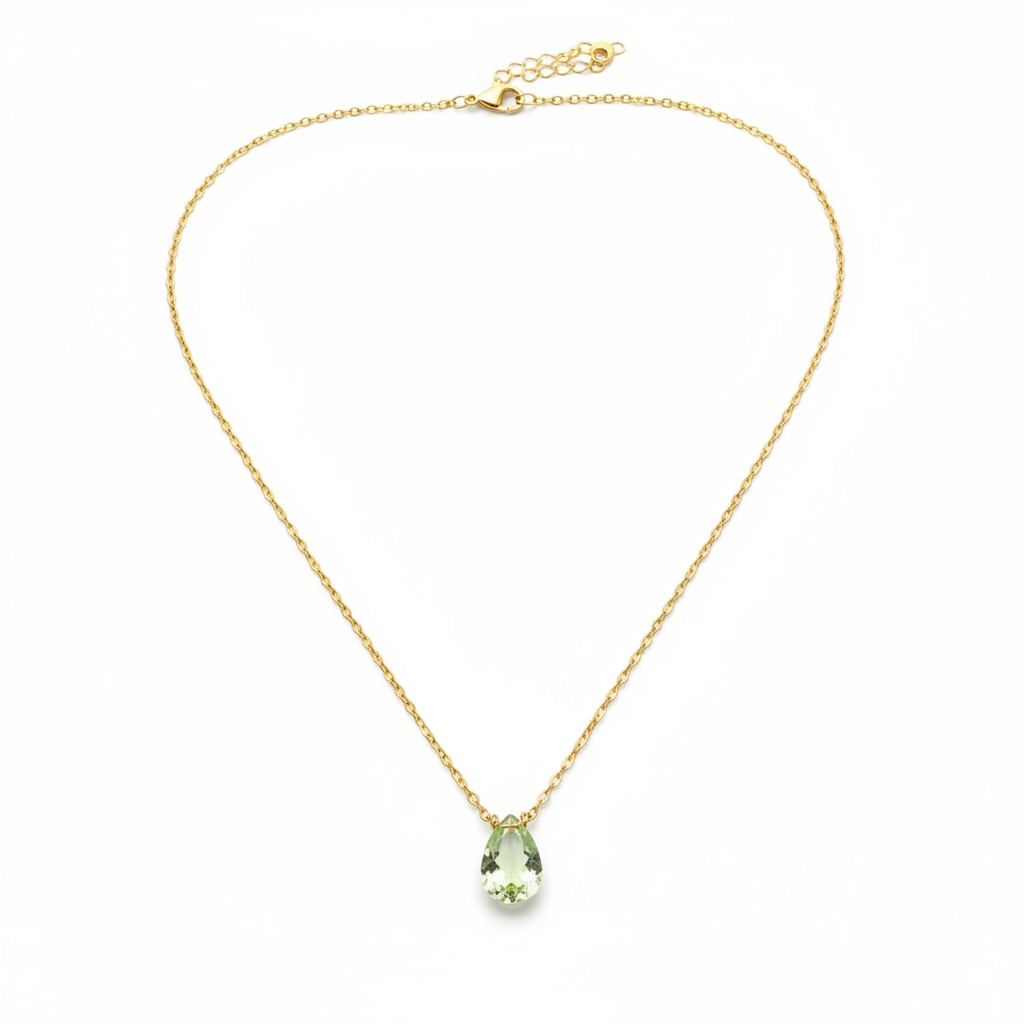 Green Amethyst Drop Necklace