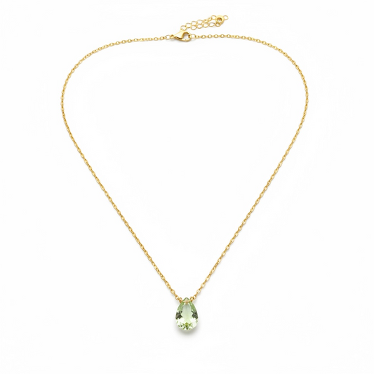 Green Amethyst Drop Necklace