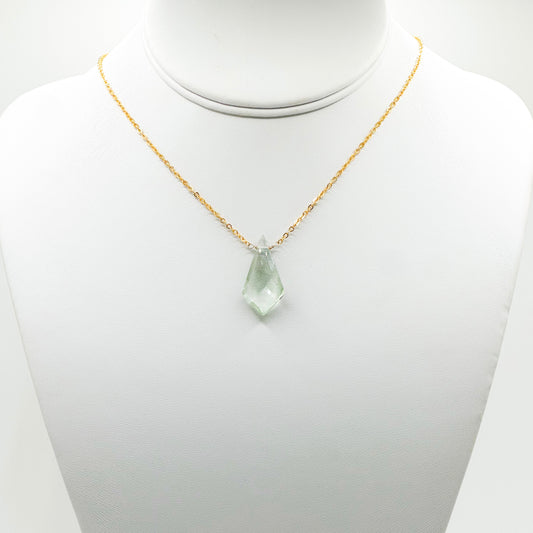 Green Amethyst Kite Pendant Necklace