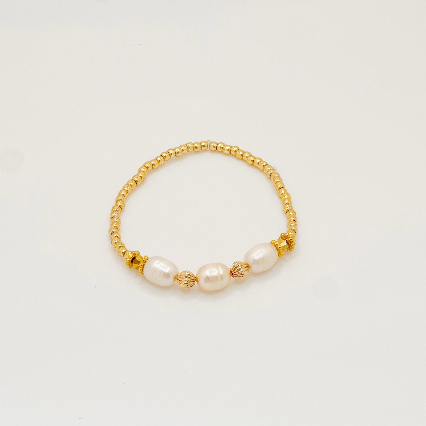 3 Pearl Gold-Filled Stretch Bracelet