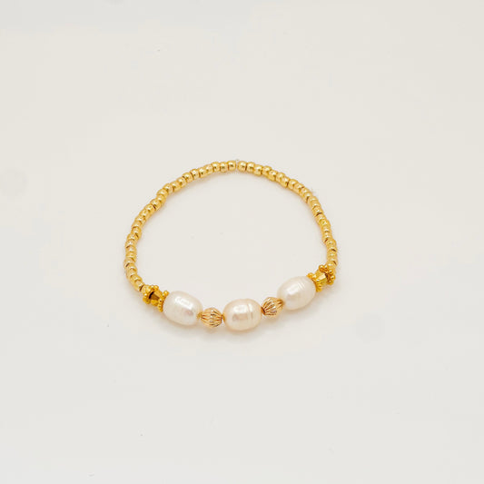 3 Pearl Gold-Filled Stretch Bracelet