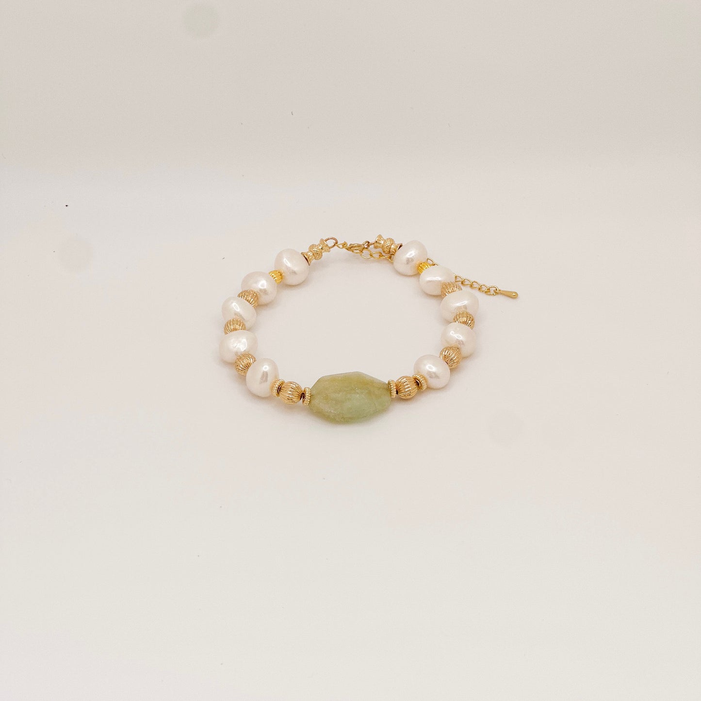 Green Morganite and Pearl Bracelet