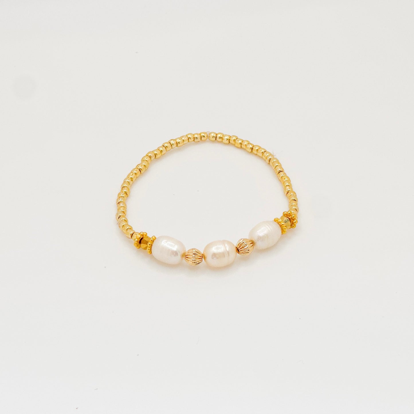 3 Pearl Gold-Filled Stretch Bracelet