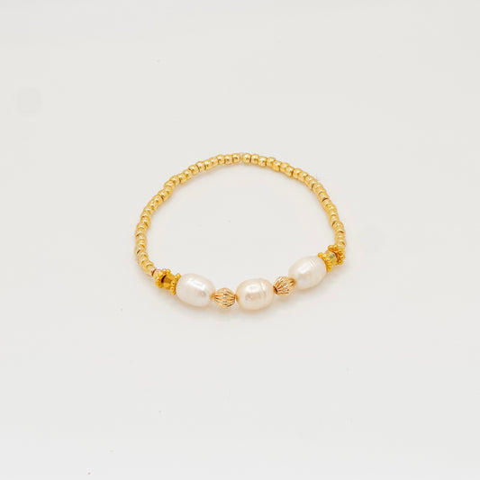 3 Pearl Gold-Filled Stretch Bracelet