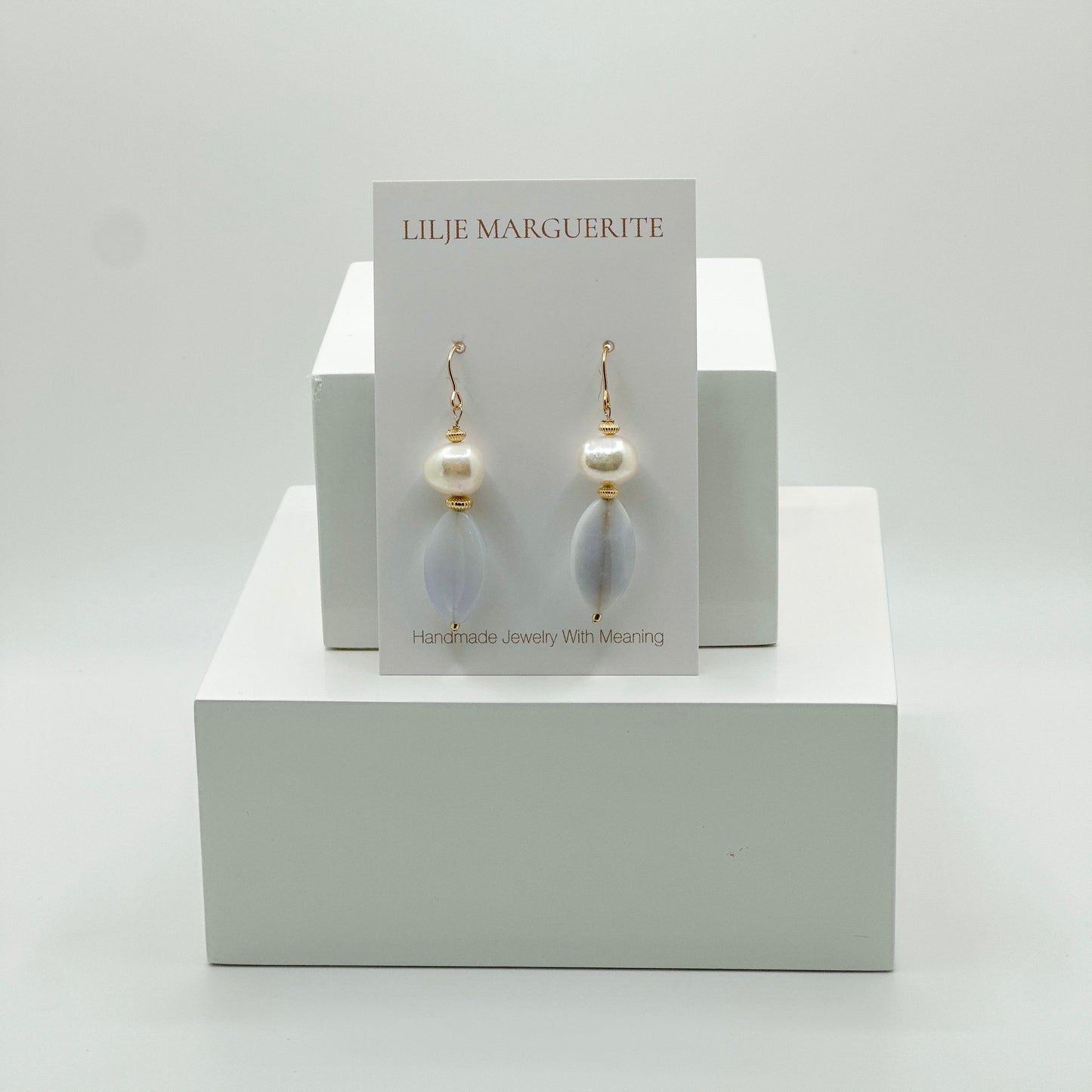 Blue Chalcedony Pearl Earring