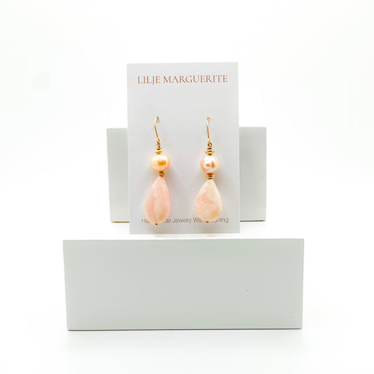 Pink Opal and Pink Pearl Earring