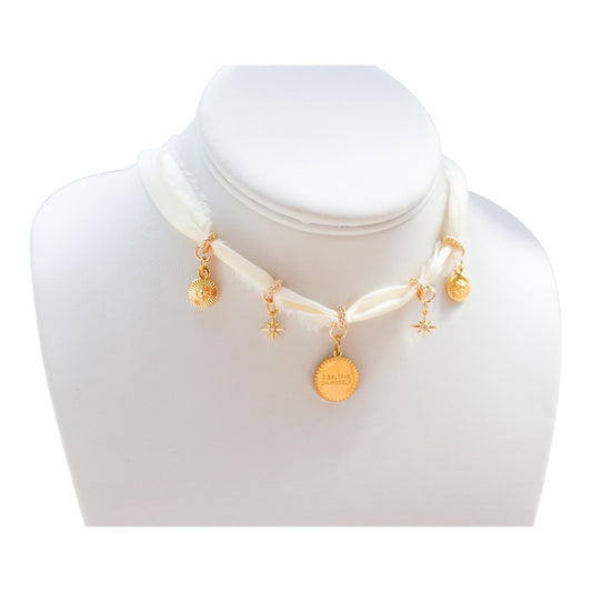 I Believe In Myself White Silk Necklace