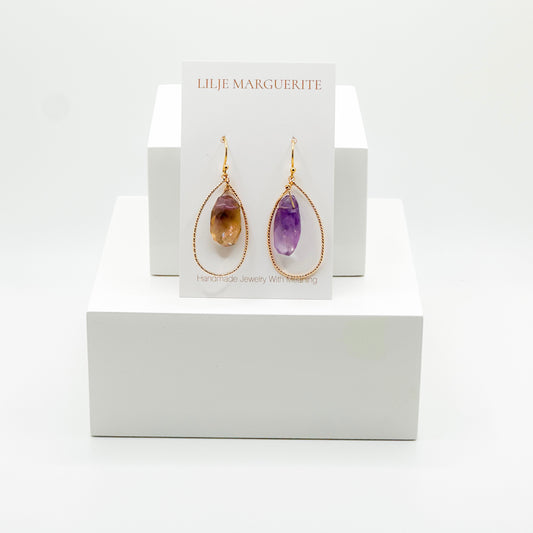 Rough Amethyst Drop Earrings