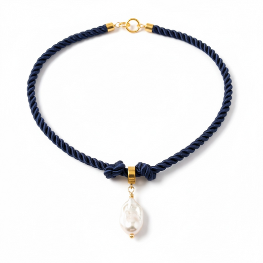 Indigo Twisted Pearl Necklace
