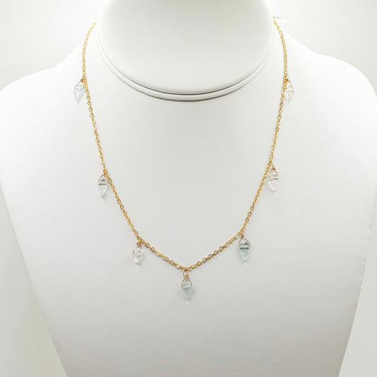 Aquamarine Leaf Drop Necklace