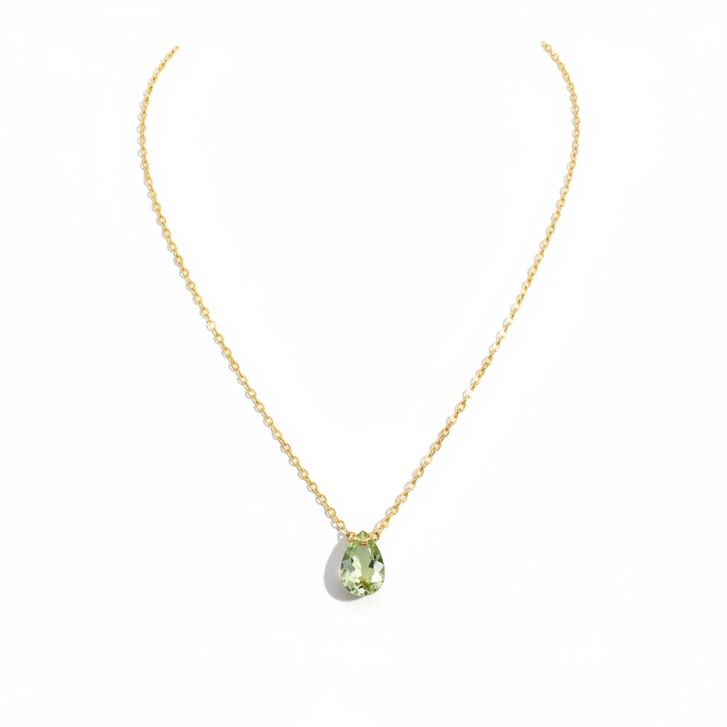 Green Amethyst Drop Necklace