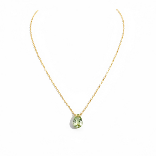 Green Amethyst Drop Necklace