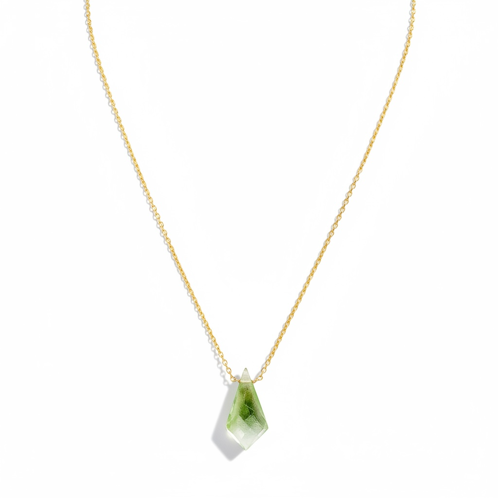 Green Amethyst Kite Pendant Necklace