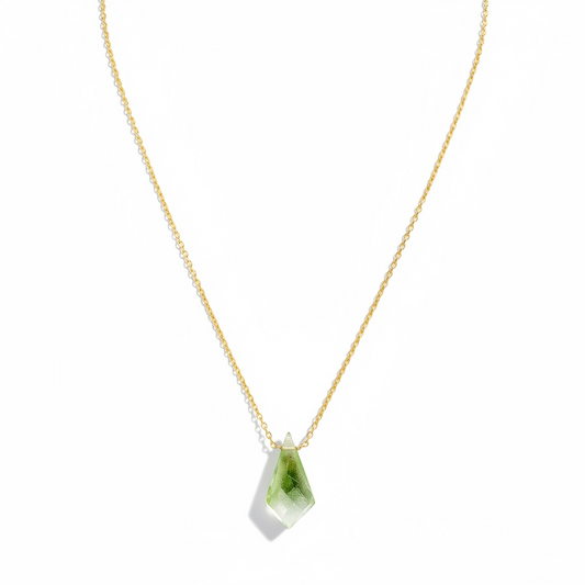 Green Amethyst Kite Pendant Necklace
