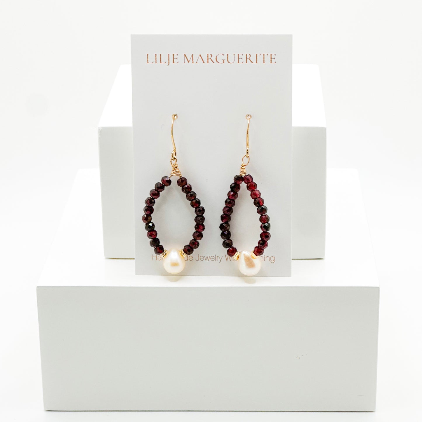 Garnet Pearl Drop Earring