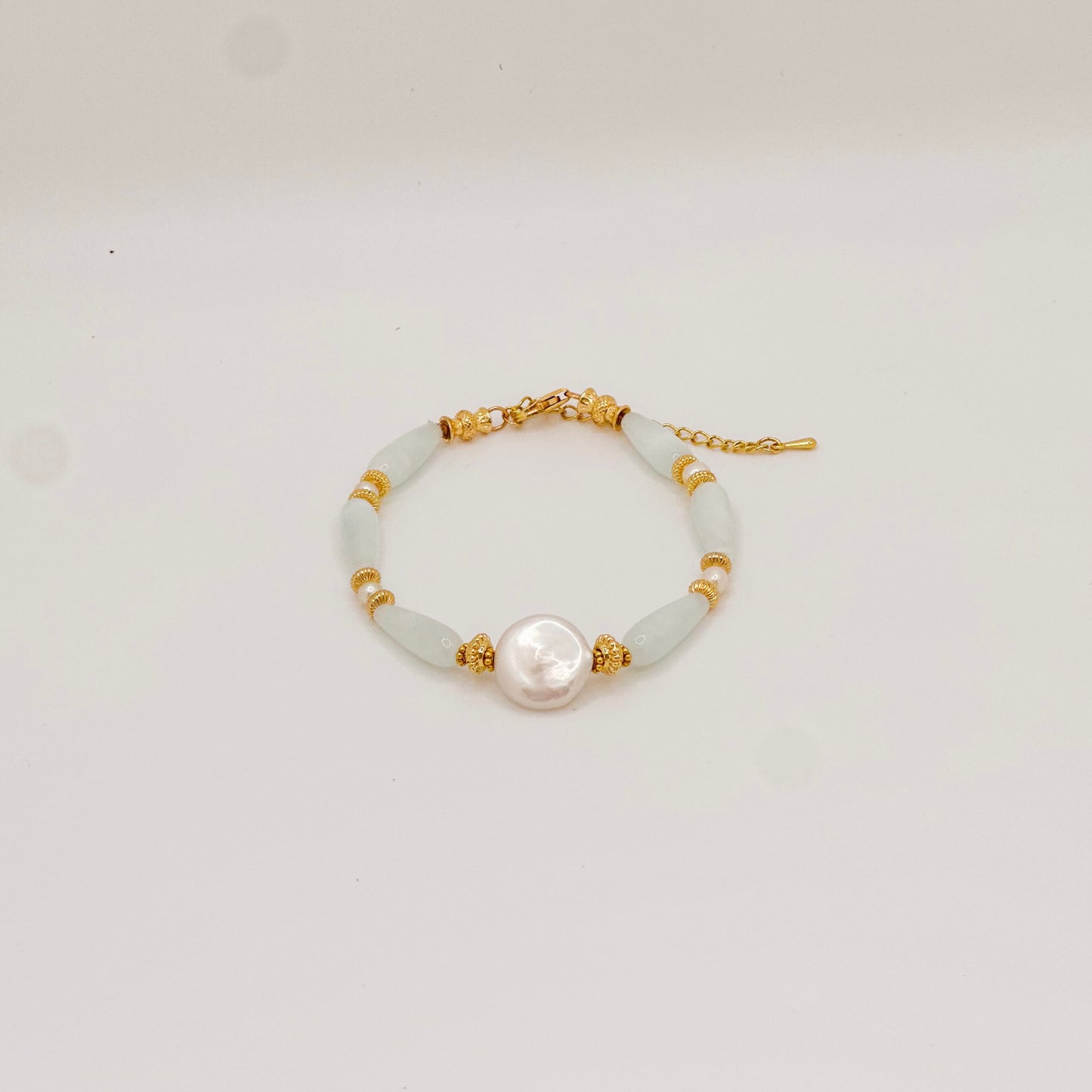 Aquamarine Coin Pearl Bracelet