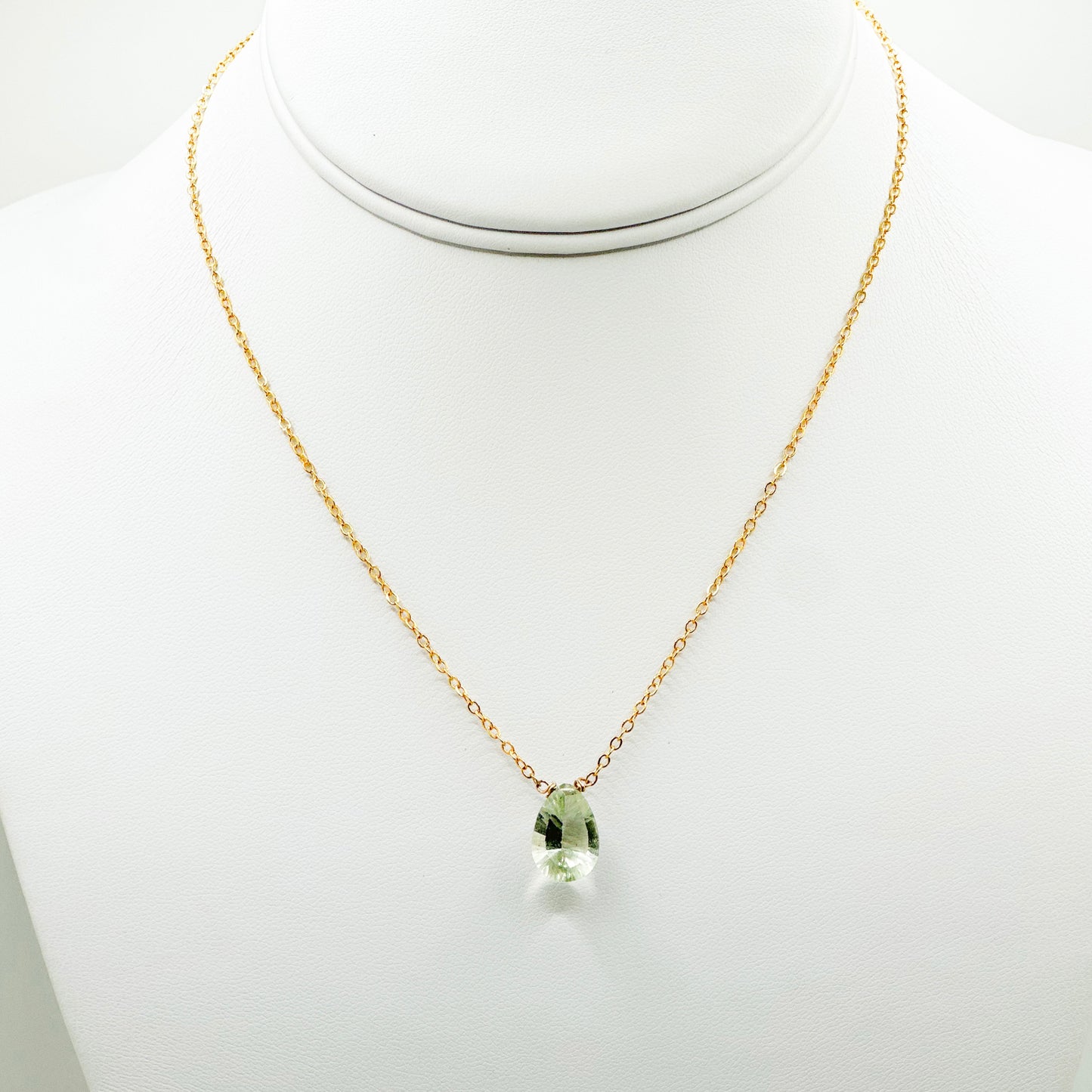 Green Amethyst Drop Pendant Necklace