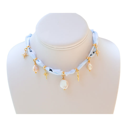 Soft Blue Whisper Bandana Necklace