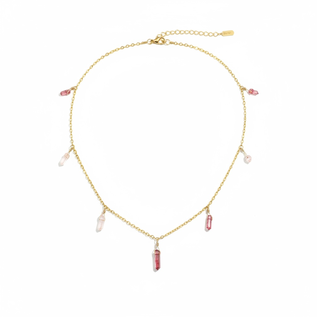Pink Tourmaline Drip Necklace