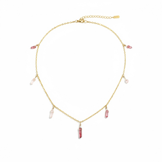 Pink Tourmaline Drip Necklace