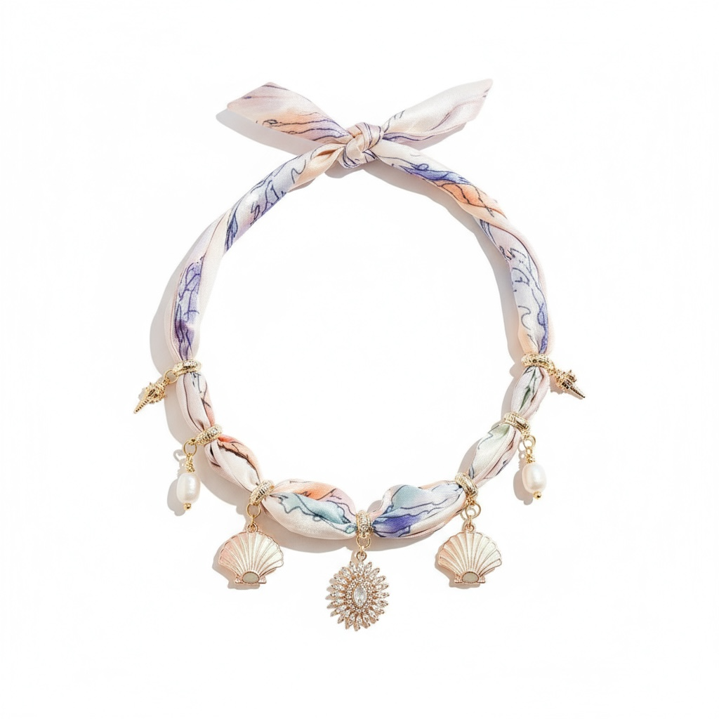 Blushing Shell Charm Scarf Neck Wrap