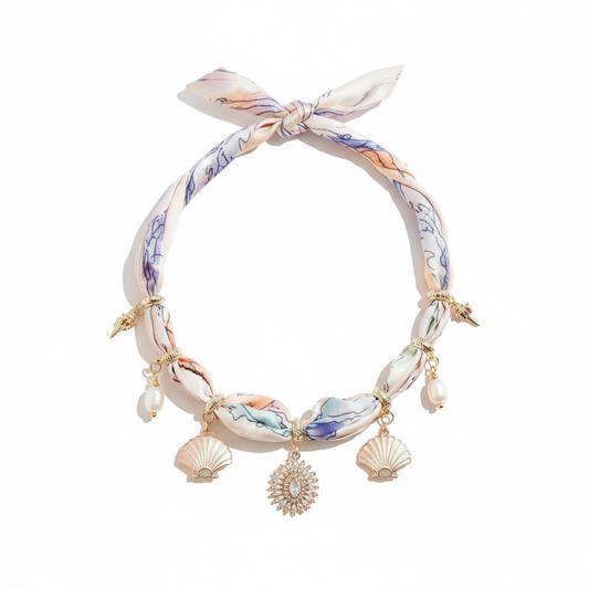 Blushing Shell Charm Scarf Neck Wrap