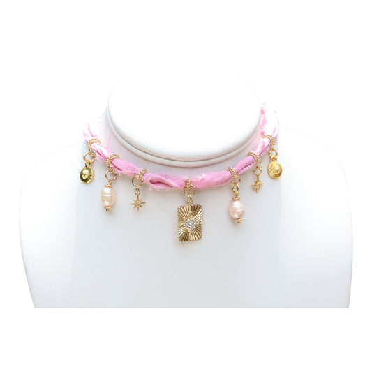 Pretty In Pink Bandana Necklace