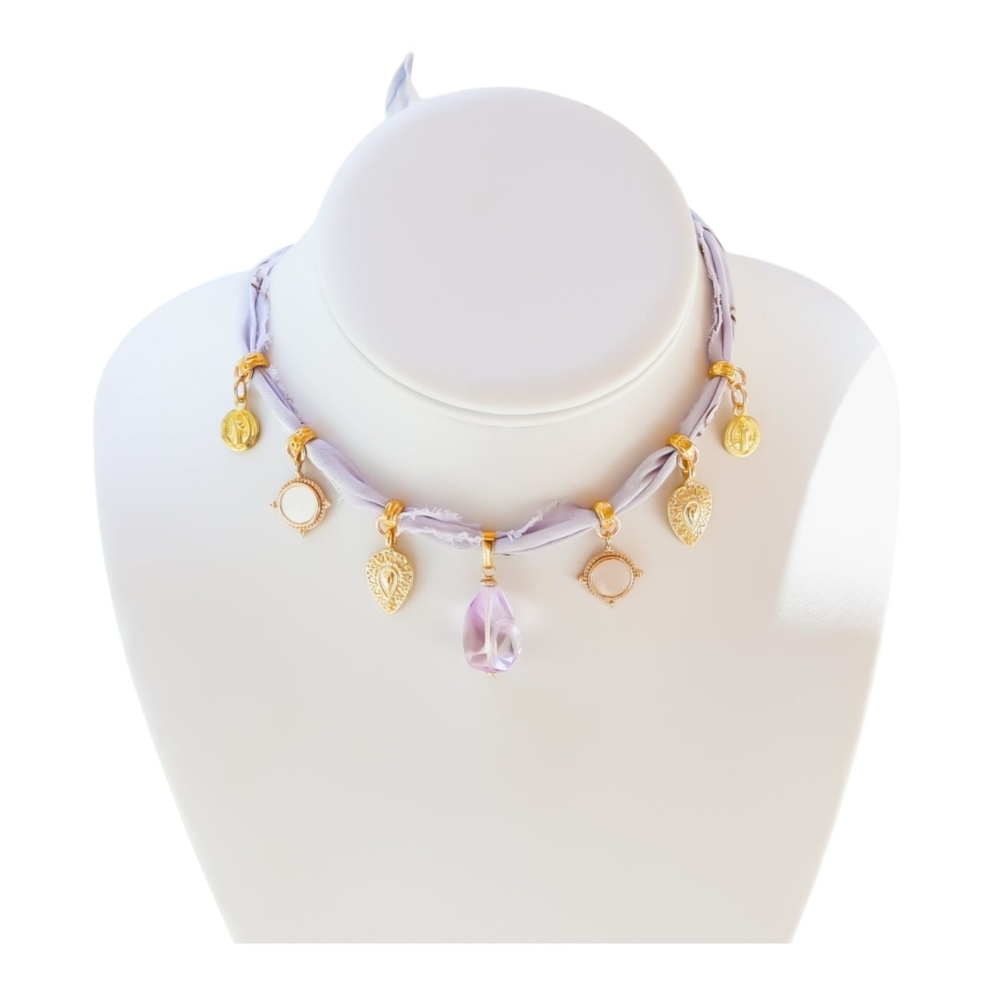 Soft Amethyst Bandana Charm Necklace
