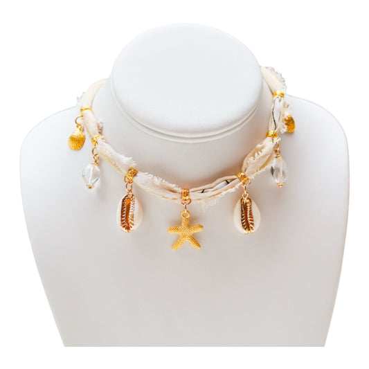 Star Of The Sea Cream Bandana Charm Necklace