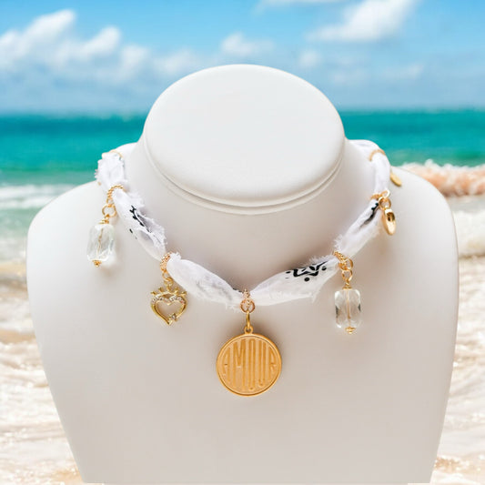 Amour’ White Bandana Necklace