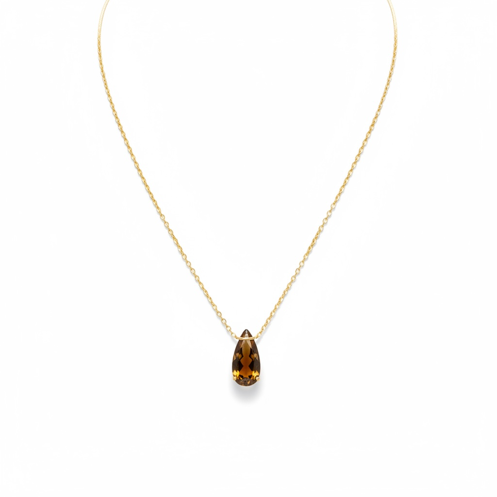 Smoky Quartz Large Drop Necklace