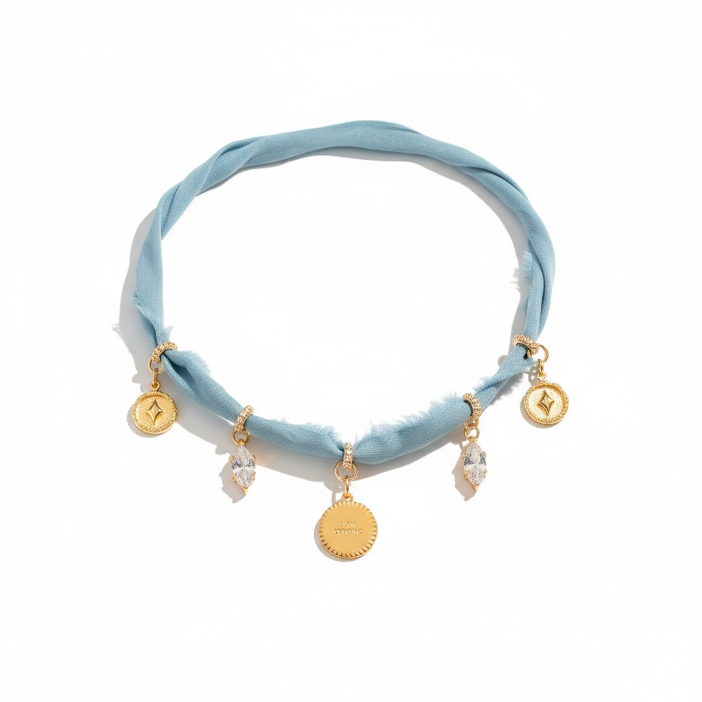 I Am Strong Blue Silk Necklace