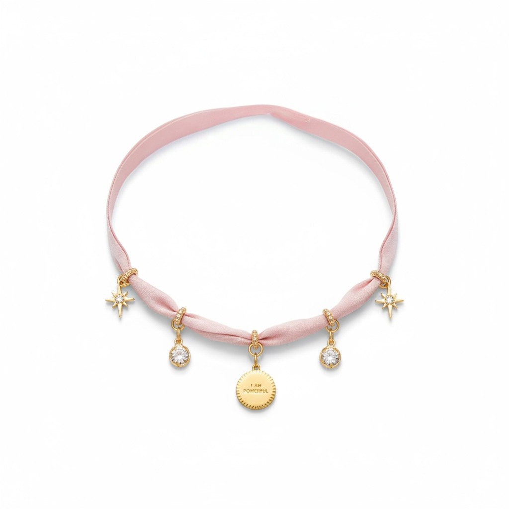 I Am Powerfull Pink Silk Necklace