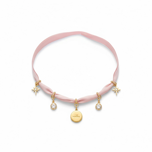 I Am Powerfull Pink Silk Necklace