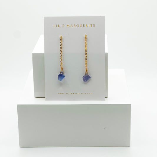 Geometric Tanzanite Drop Earrings