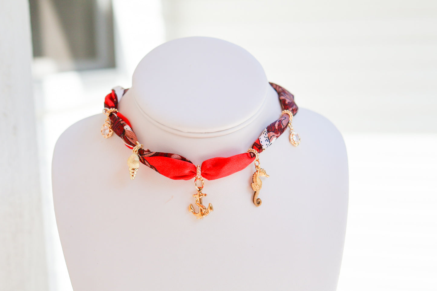 Red Regatta Scarf Necklace
