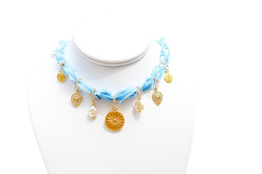Meet Me Seaside Blue Bandana Necklace